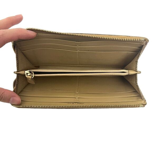 Jimmy Choo Long Wallet Gold Metallic Leather Star Studs Iconic !!! - Picture 6 of 10